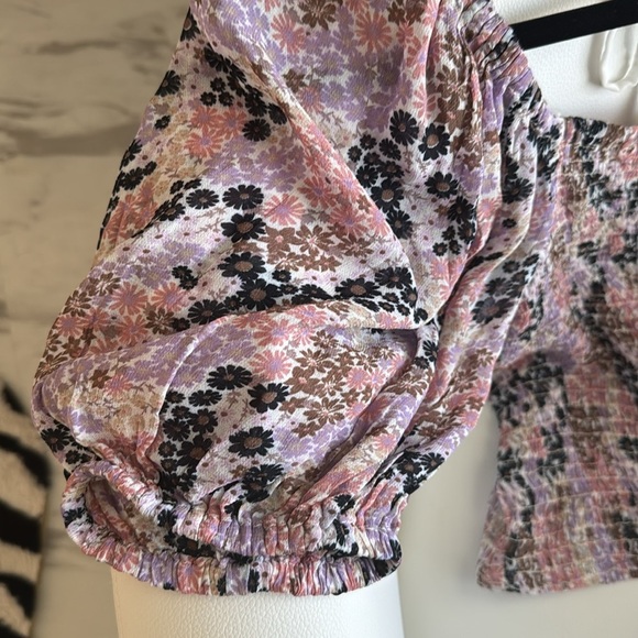 Free People Back On Top. Crop Top Floral Peasant Blouse. Women’s Size Medium - Picture 7 of 8